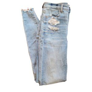 American Eagle Super Hi-Rise Jegging Soft Knit Distressed Light Wash Jeans Sz 4